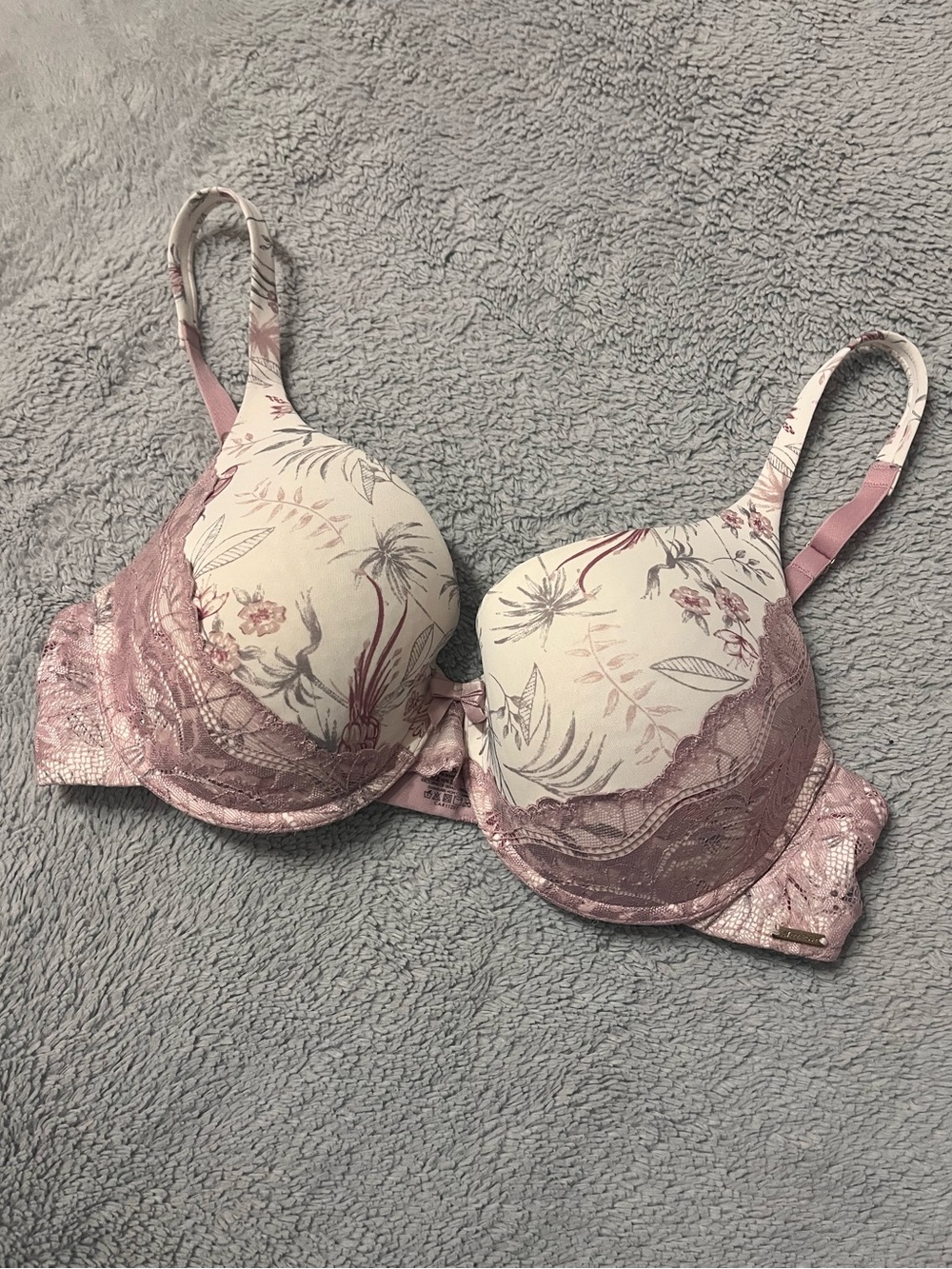 My Memory by LA VIE EN ROSE Lightly Lined Lace Floral Bra Size 34D